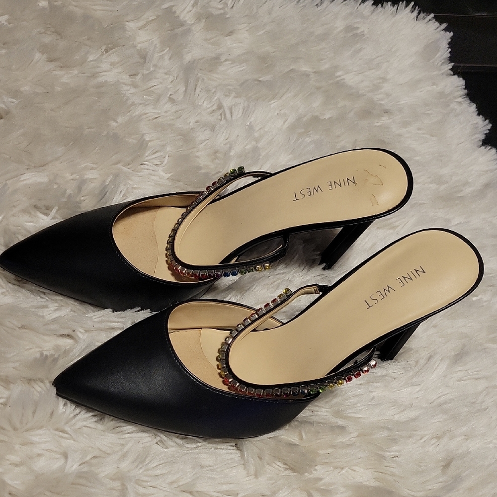 Nine West Black Heels with Multicolor Accents